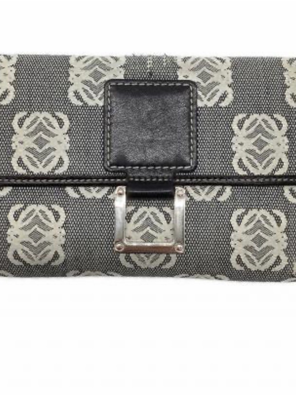 Loewe Black & Cream Monogram wallet with Metal Clasp